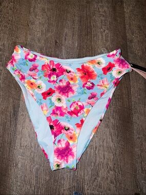 Victoria's Secret Light Blue Floral Bikini Bottoms
